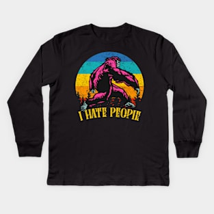 I Hate People Vintage Yeti Bigfoot Gift Kids Long Sleeve T-Shirt